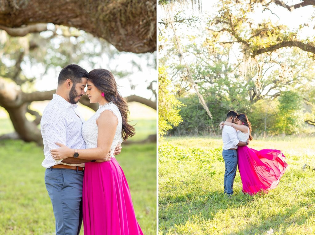 engagement photo outfits with a pop of color