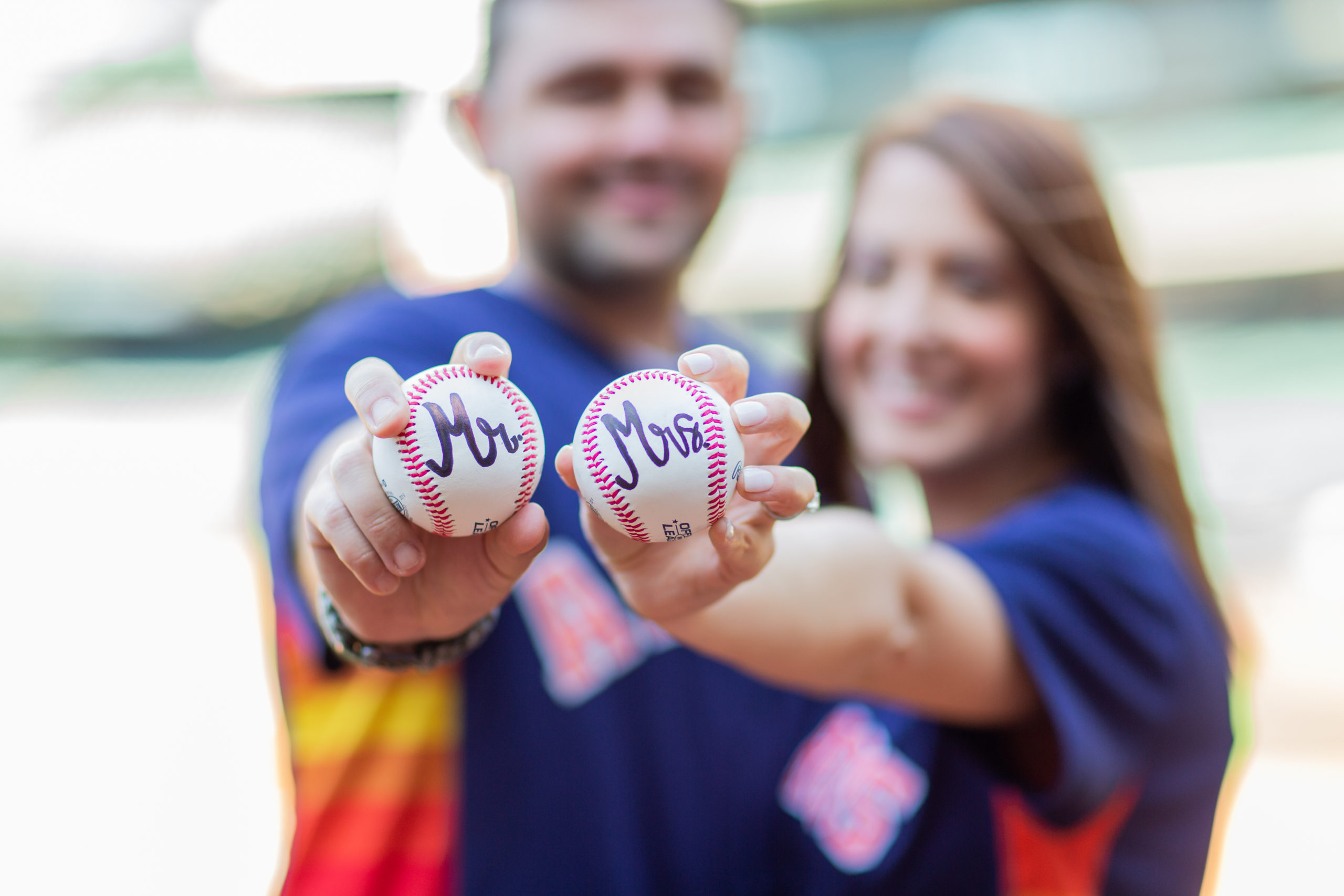 Mr. and Mrs. baseball engagement photography